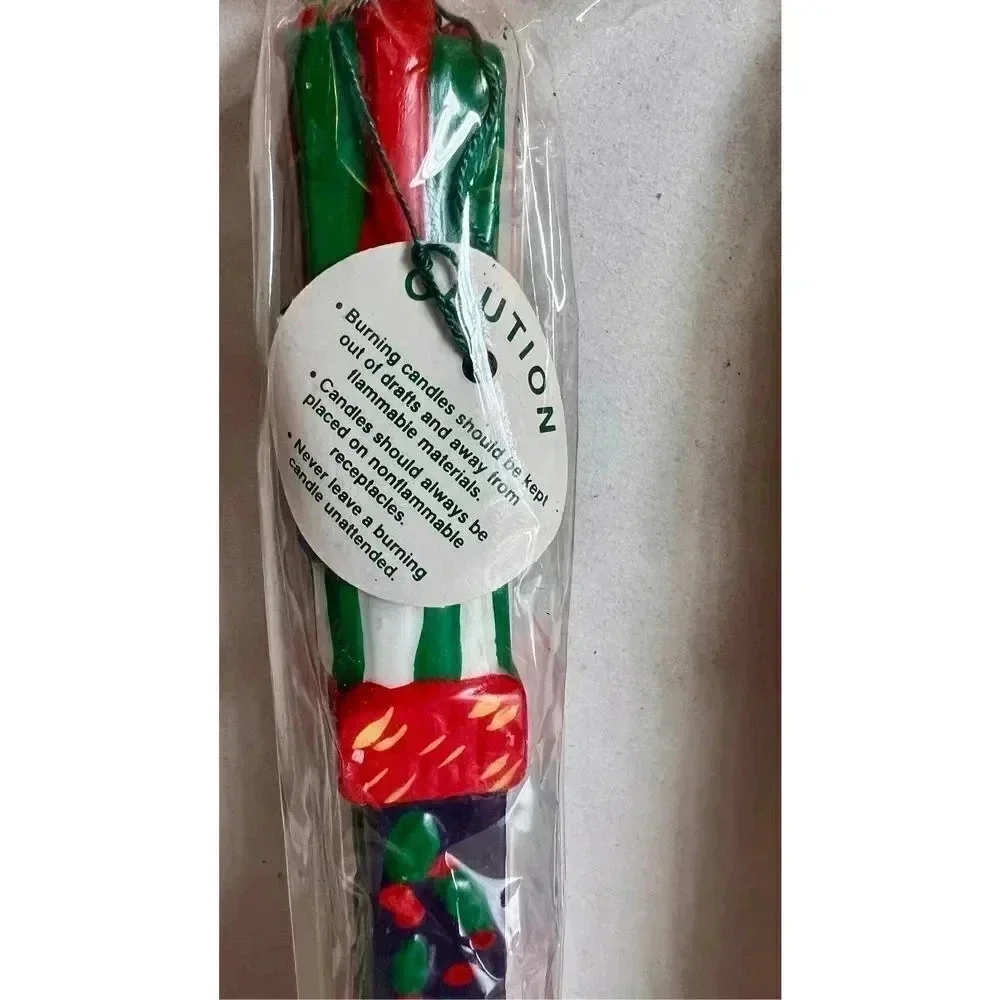 Vintage Department 56 Multi-Color Christmas Gifts Taper‎ Dinner Candle Set of 2